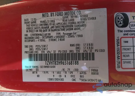 2006 Ford Mustang Gt from USA, damaged, VIN 1ZVHT82H965168188